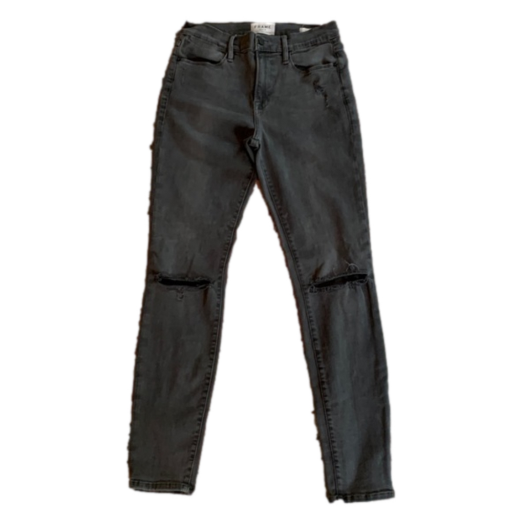 Frame size 27 dark grey distressed jeans
